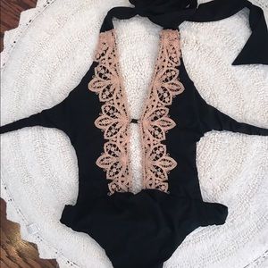 Blue life one piece bathing suit